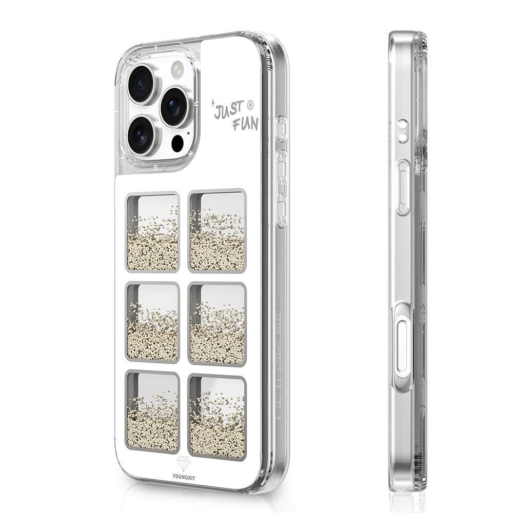 Youngkit Spirit Serisi iPhone 16 Pro Kılıf Aynalı ve Boncuklu Tasarım Telefon Kılıfı