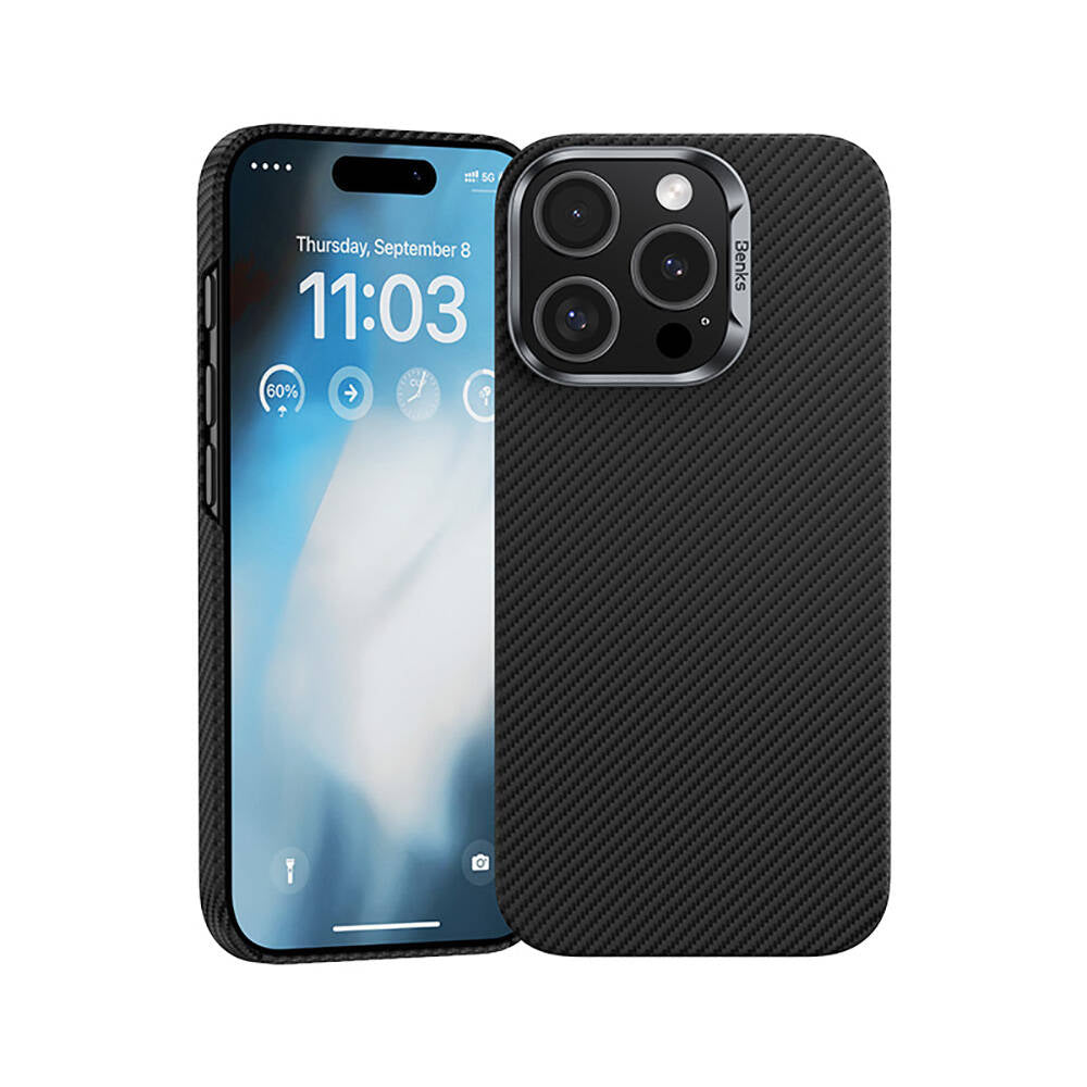 Benks ArmorAir 600D iPhone 16 Pro M-safe Şarj Özellikli Magnetik Kevlar Fiber Kılıf