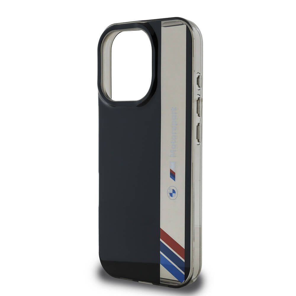 BMW iPhone 16 Pro Orjinal Lisanslı M Logolu Üç Renk Çizgili Motorsport Vertical Stripe Telefon Kılıfı