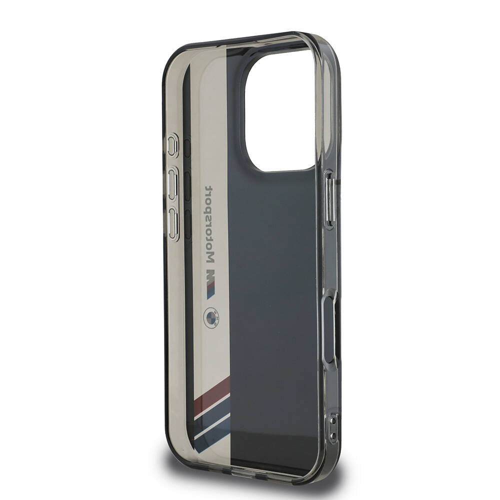 BMW iPhone 16 Pro Orjinal Lisanslı M Logolu Üç Renk Çizgili Motorsport Vertical Stripe Telefon Kılıfı