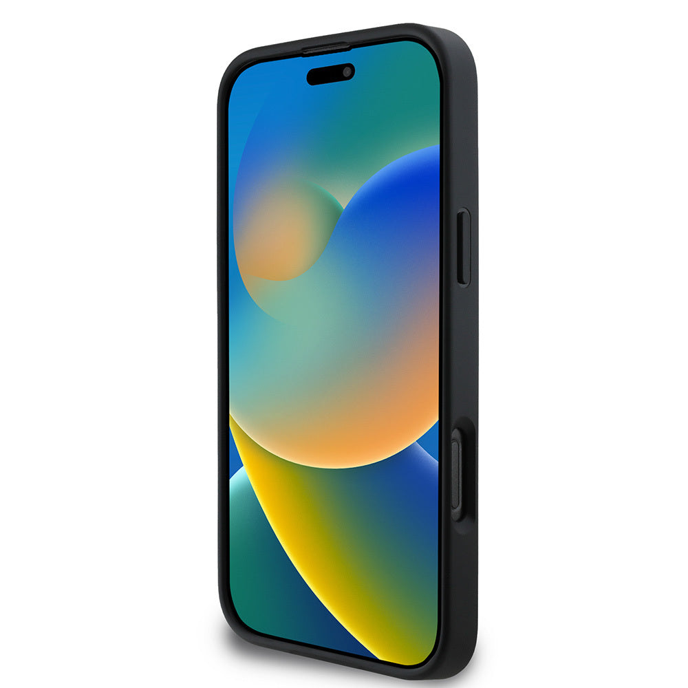 DKNY iPhone 16 Pro Orjinal Lisanslı Kapitone Tasarımlı Metal Logolu Deri Kılıf