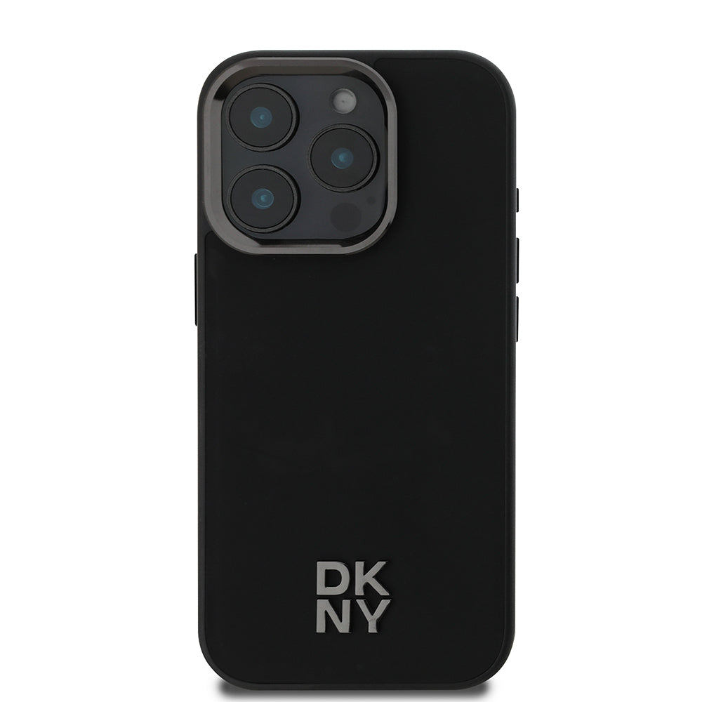 DKNY iPhone 16 Pro Orjinal Lisanslı M-safe Şarj Özellikli Metal Logolu PU Deri Plain Kılıf