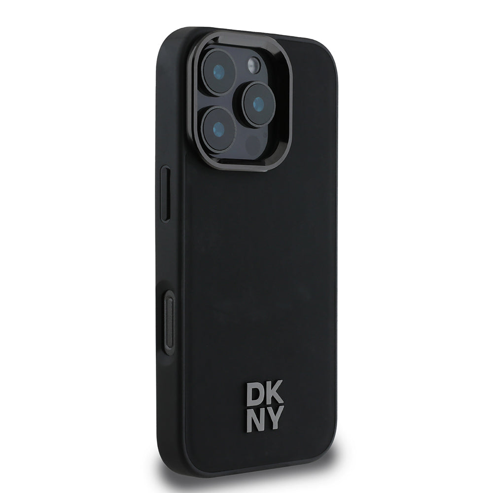 DKNY iPhone 16 Pro Orjinal Lisanslı M-safe Şarj Özellikli Metal Logolu PU Deri Plain Kılıf