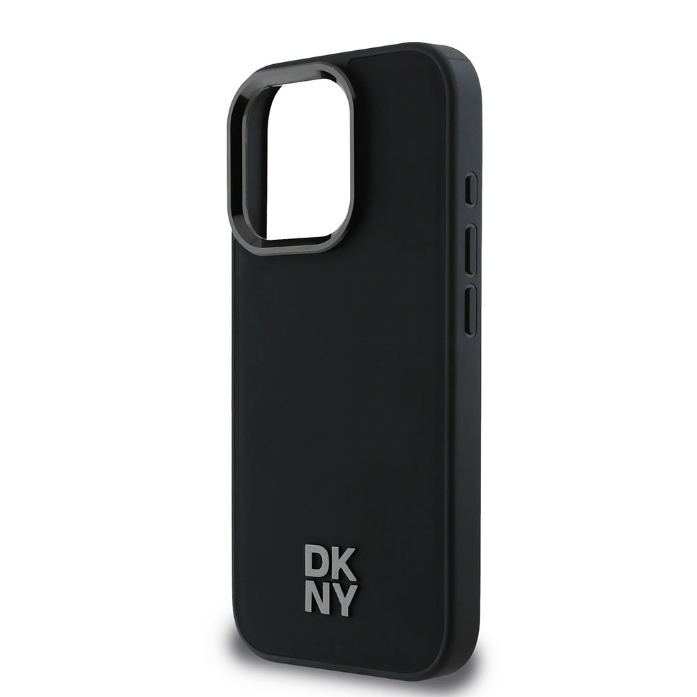 DKNY iPhone 16 Pro Orjinal Lisanslı M-safe Şarj Özellikli Metal Logolu PU Deri Plain Kılıf