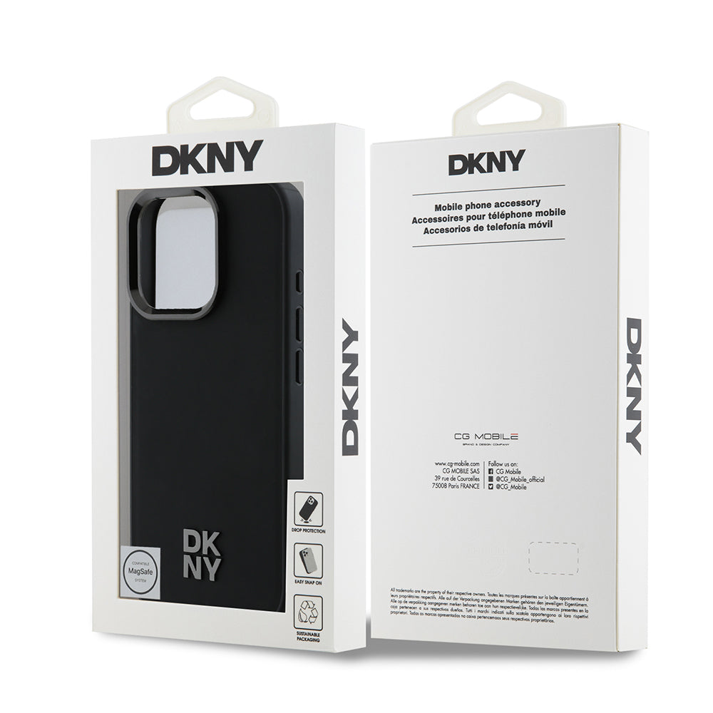DKNY iPhone 16 Pro Orjinal Lisanslı M-safe Şarj Özellikli Metal Logolu PU Deri Plain Kılıf
