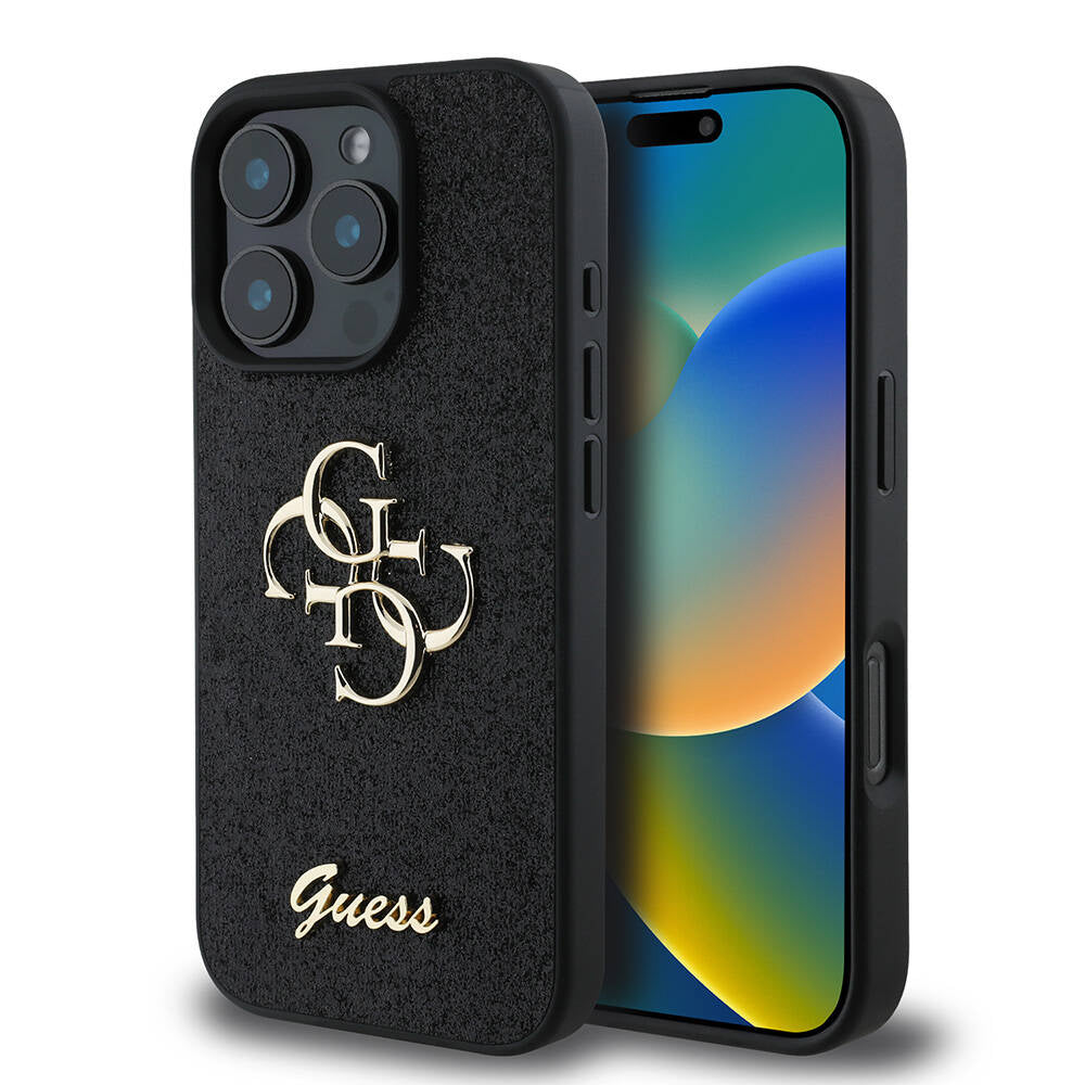 Guess iPhone 16 Pro Kılıf Guess Orjinal Lisanslı 4G Büyük Metal Logolu Glitter Telefon Kılıfı