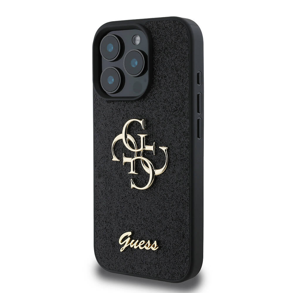 Guess iPhone 16 Pro Kılıf Guess Orjinal Lisanslı 4G Büyük Metal Logolu Glitter Telefon Kılıfı