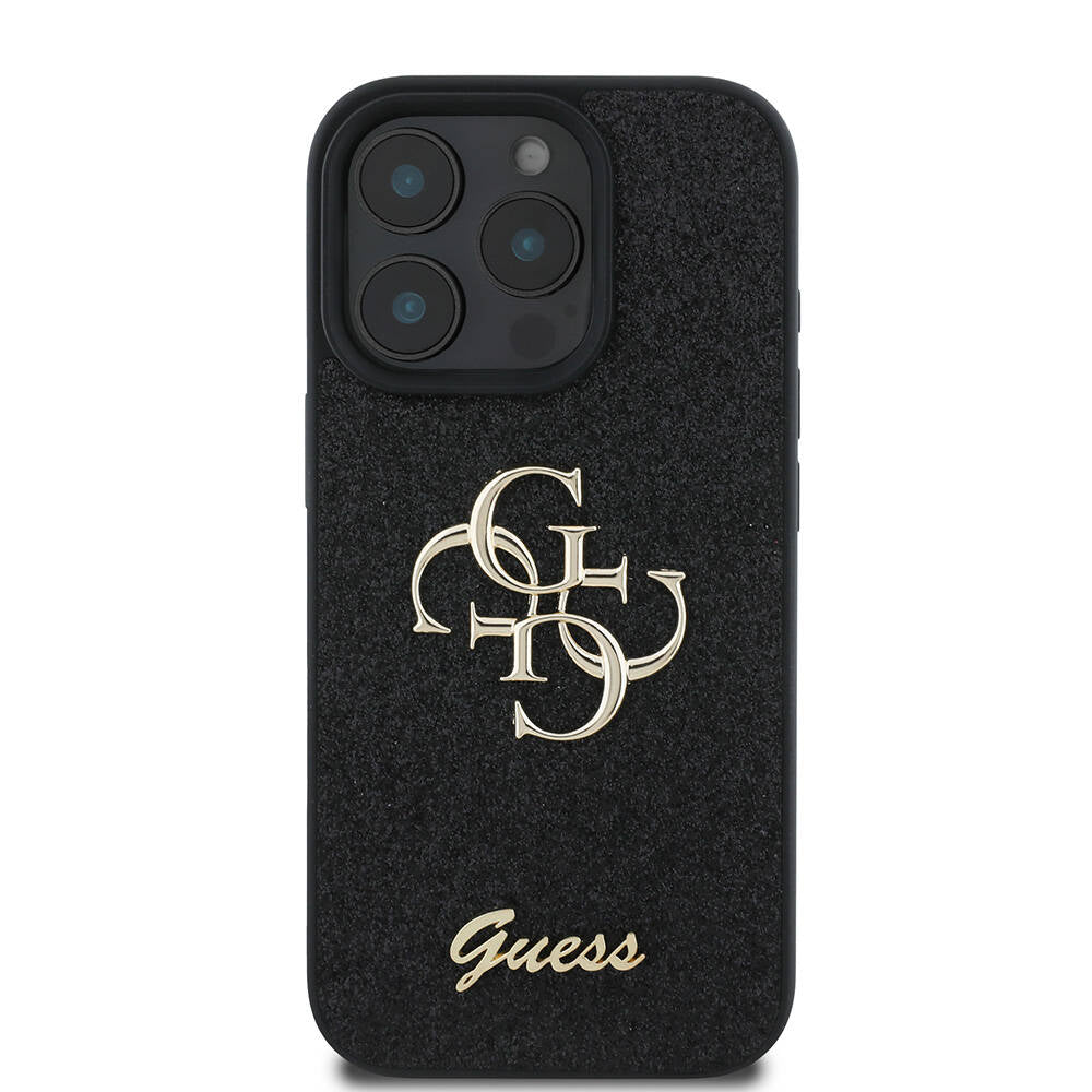 Guess iPhone 16 Pro Kılıf Guess Orjinal Lisanslı 4G Büyük Metal Logolu Glitter Telefon Kılıfı