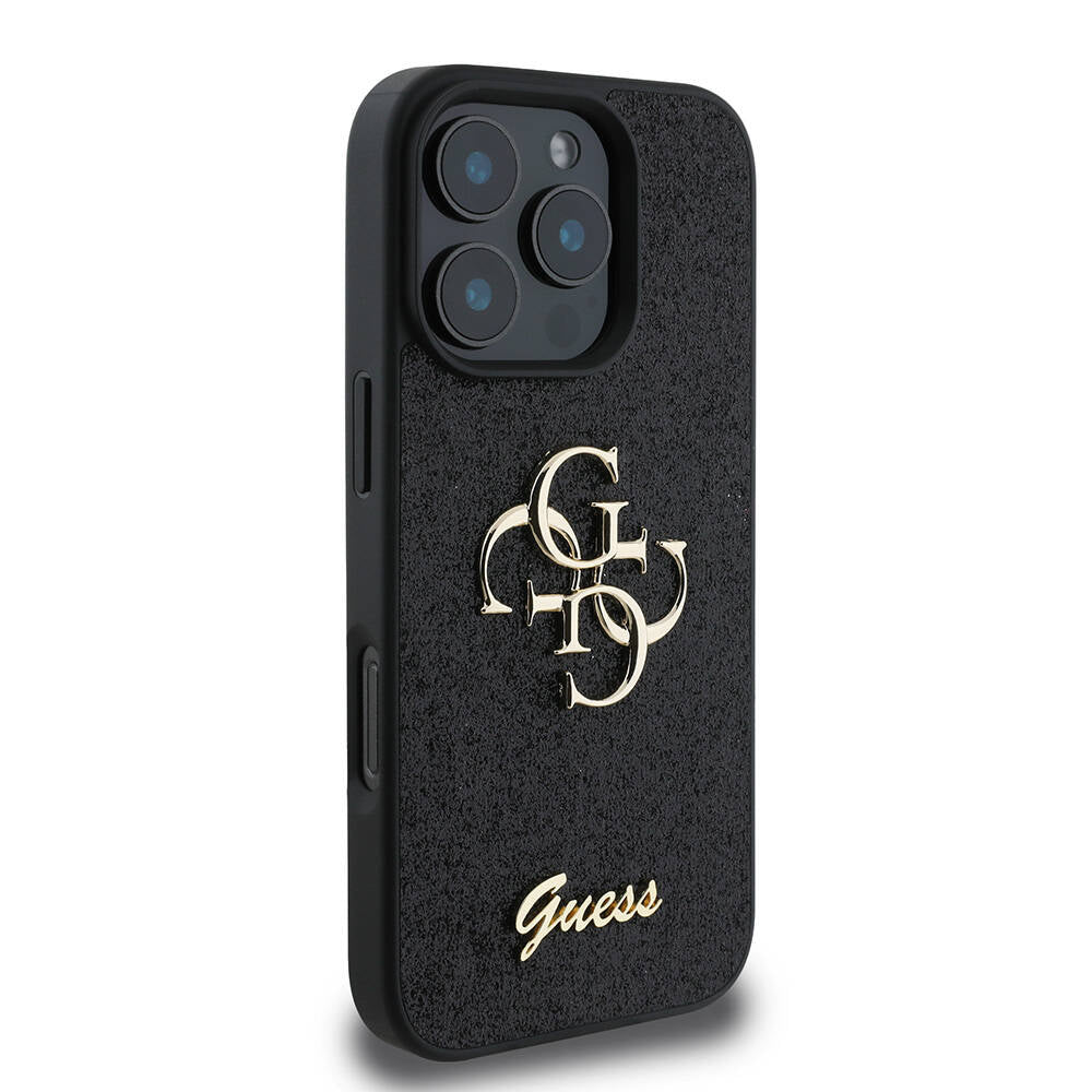 Guess iPhone 16 Pro Kılıf Guess Orjinal Lisanslı 4G Büyük Metal Logolu Glitter Telefon Kılıfı