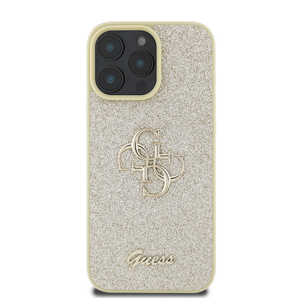 Guess iPhone 16 Pro Kılıf Guess Orjinal Lisanslı 4G Büyük Metal Logolu Glitter Telefon Kılıfı