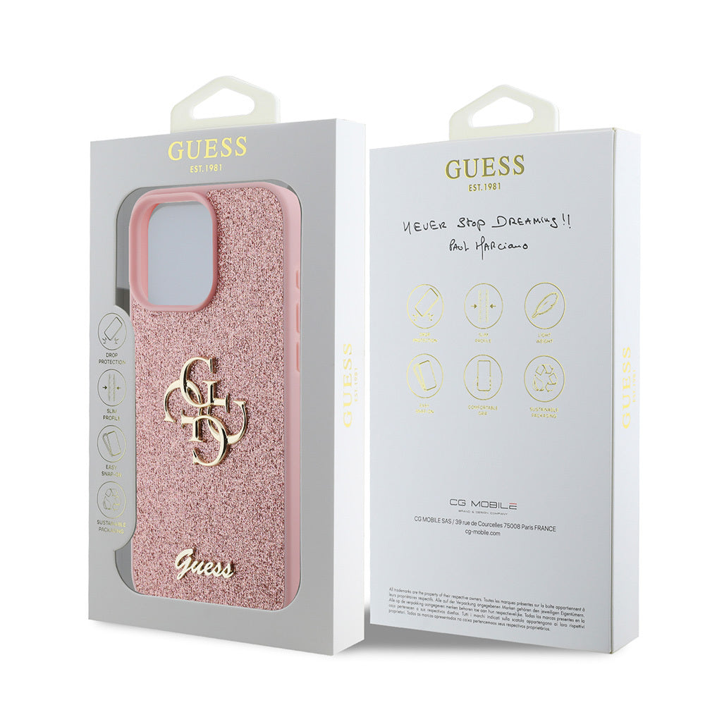 Guess iPhone 16 Pro Kılıf Guess Orjinal Lisanslı 4G Büyük Metal Logolu Glitter Telefon Kılıfı