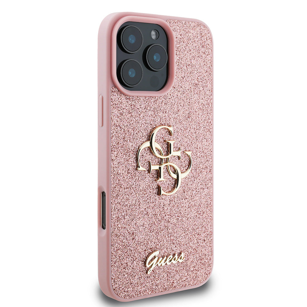 Guess iPhone 16 Pro Kılıf Guess Orjinal Lisanslı 4G Büyük Metal Logolu Glitter Telefon Kılıfı