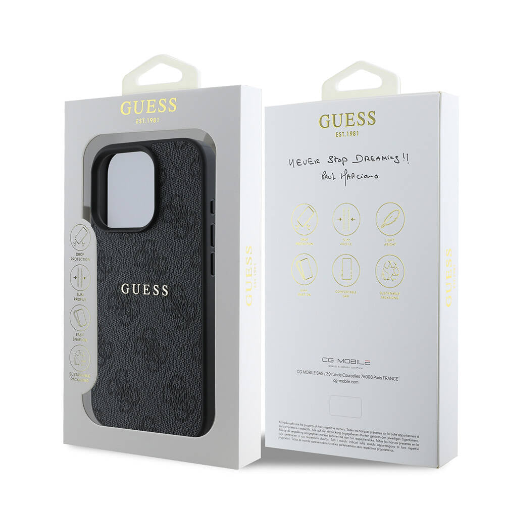 Guess iPhone 16 Pro Orjinal Lisanslı Magsafe Şarj Özellikli 4G Desenli Yazı Logolu Telefon Kılıfı