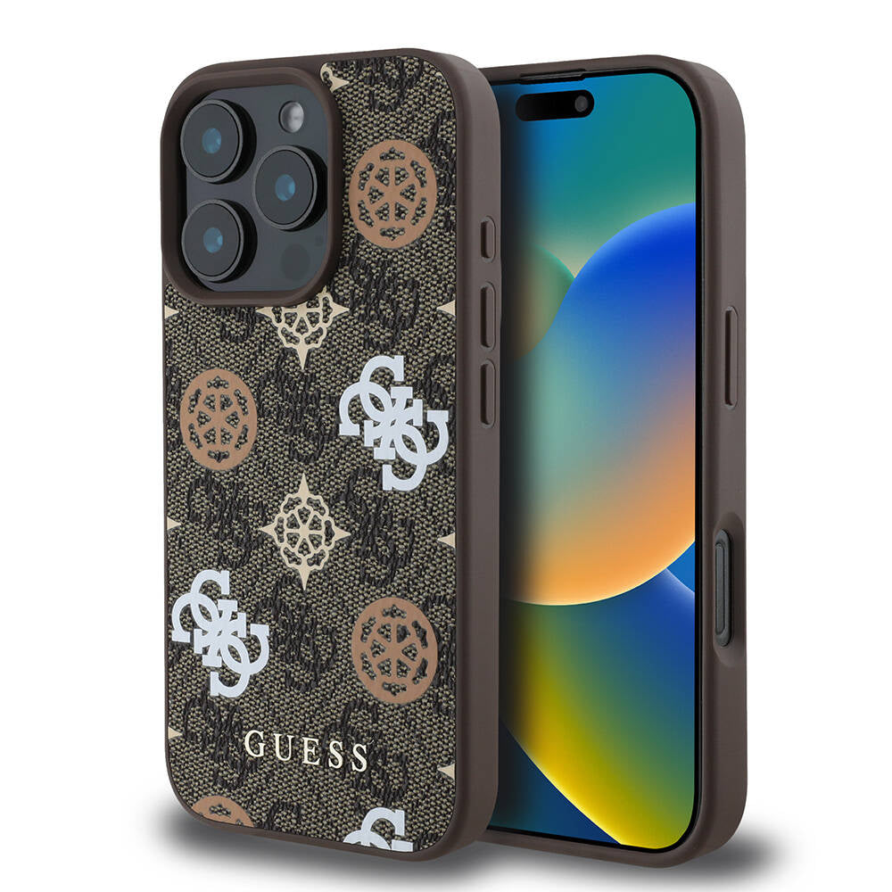 Guess iPhone 16 Pro Orjinal Lisanslı Magsafe Şarj Özellikli 4G Desenli Yazı Logolu Peony Telefon Kılıfı - 1