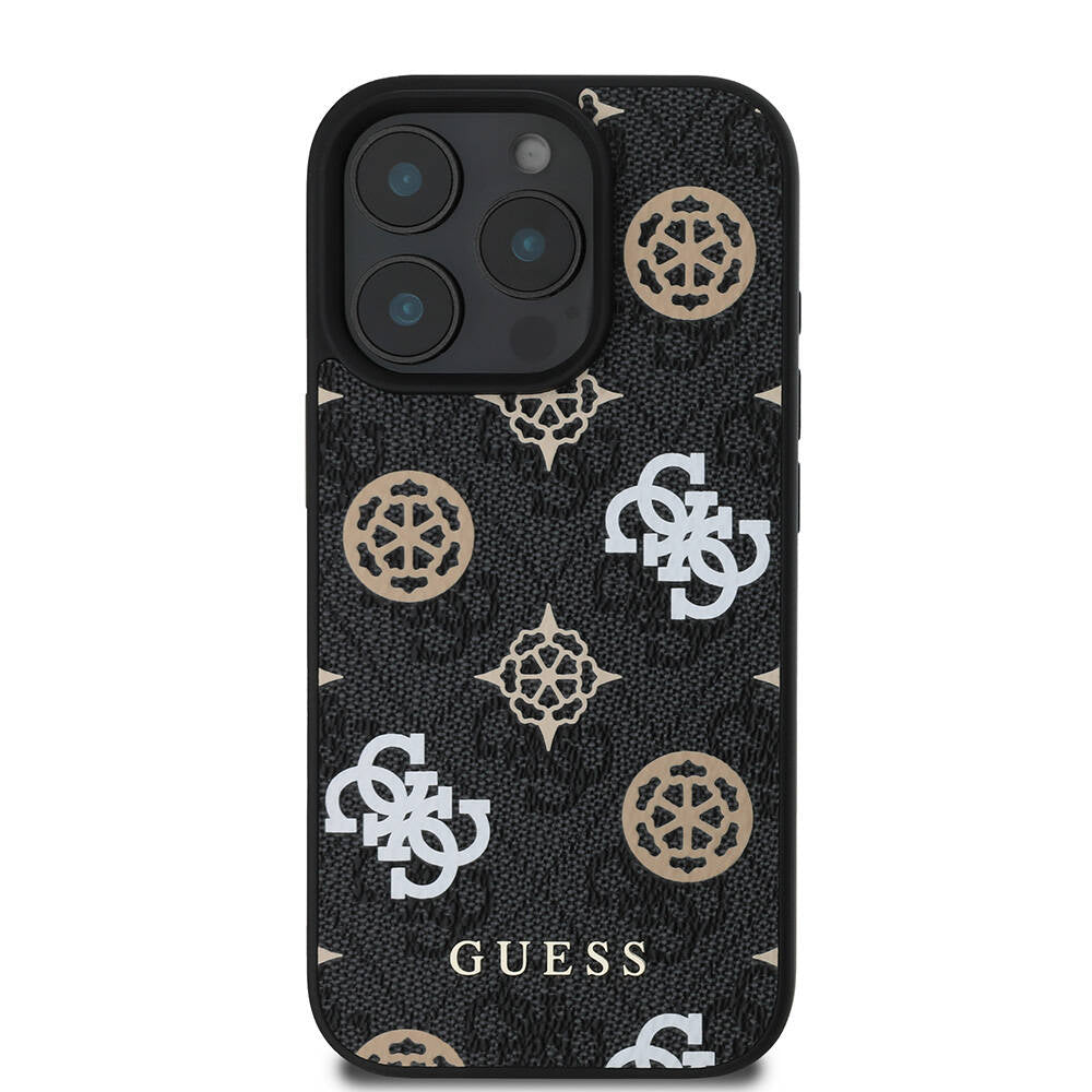 Guess iPhone 16 Pro Orjinal Lisanslı Magsafe Şarj Özellikli 4G Desenli Yazı Logolu Peony Telefon Kılıfı