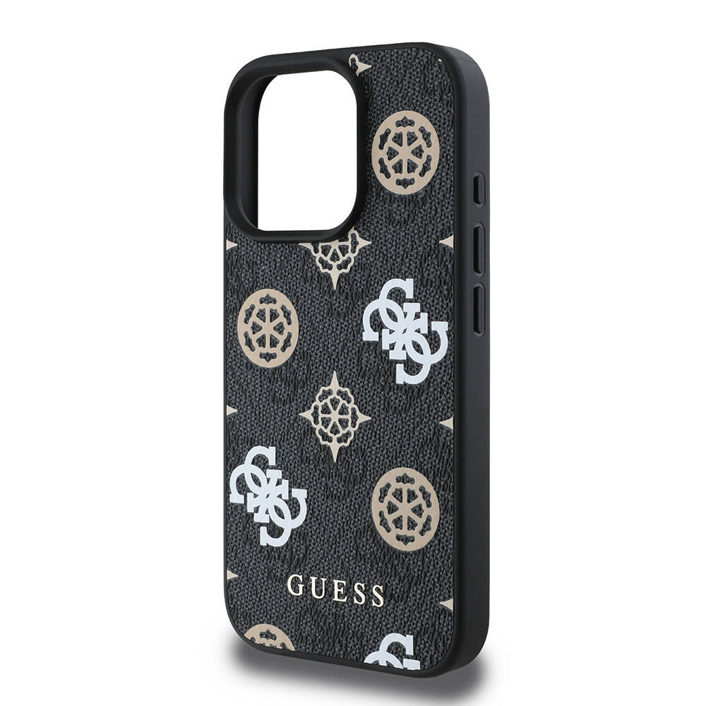 Guess iPhone 16 Pro Orjinal Lisanslı Magsafe Şarj Özellikli 4G Desenli Yazı Logolu Peony Telefon Kılıfı