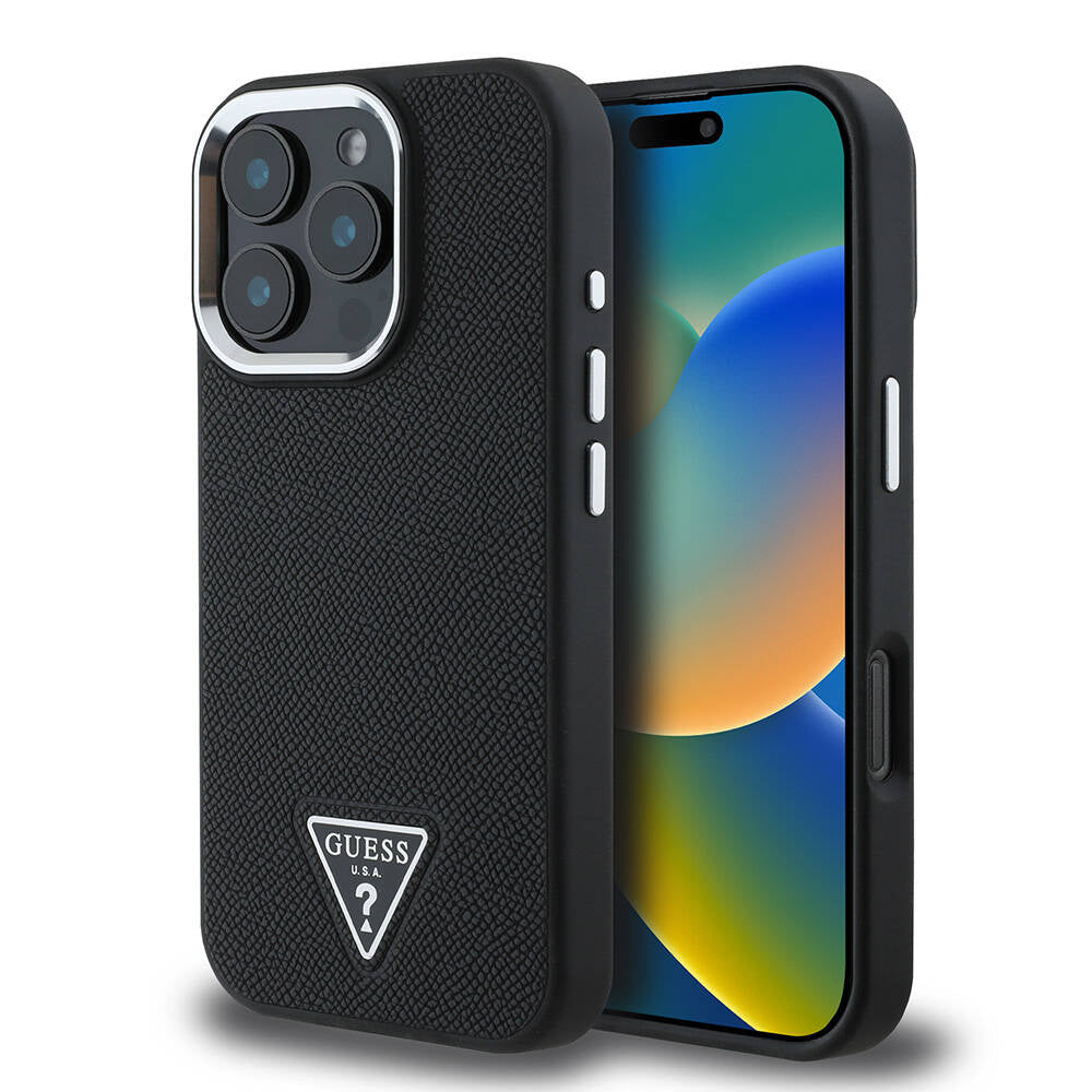 Guess iPhone 16 Pro Orjinal Lisanslı Magsafe Şarj Özellikli Grained Triangle Telefon Kılıfı - 1