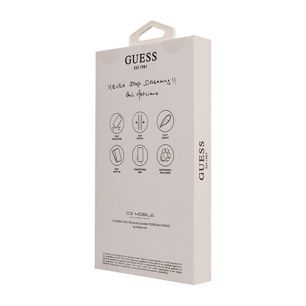 Guess iPhone 16 Pro Orjinal Lisanslı Magsafe Şarj Özellikli Grained Triangle Telefon Kılıfı