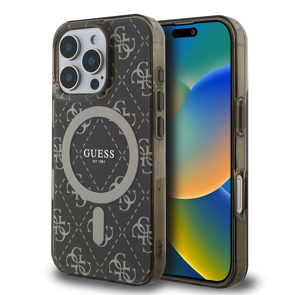 Guess iPhone 16 Pro Orjinal Lisanslı Magsafe IML Baskılı Klasik Logolu 4G Desenli Telefon Kılıfı-1