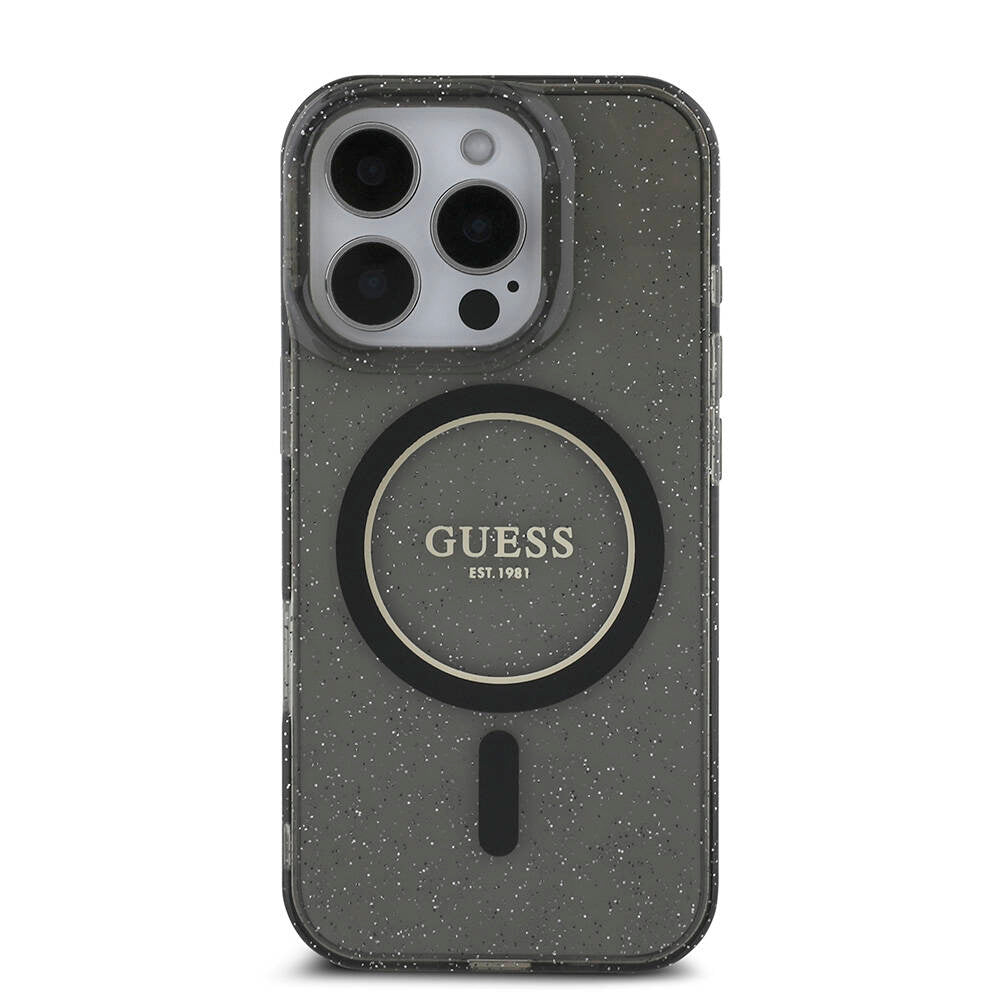 Guess iPhone 16 Pro Orjinal Lisanslı Magsafe Şarj Özellikli Simli Silikon İnci Bileklikli Telefon Kılıfı