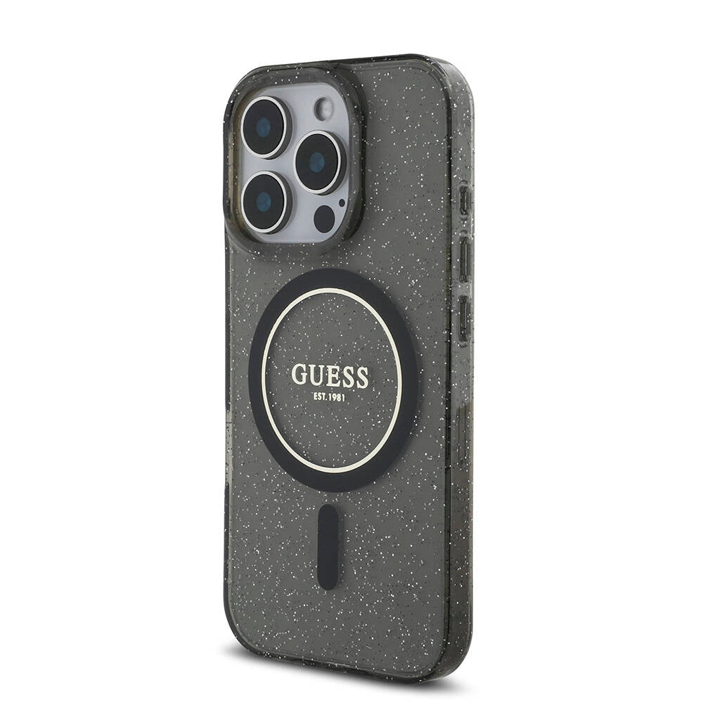 Guess iPhone 16 Pro Orjinal Lisanslı Magsafe Şarj Özellikli Simli Silikon İnci Bileklikli Telefon Kılıfı