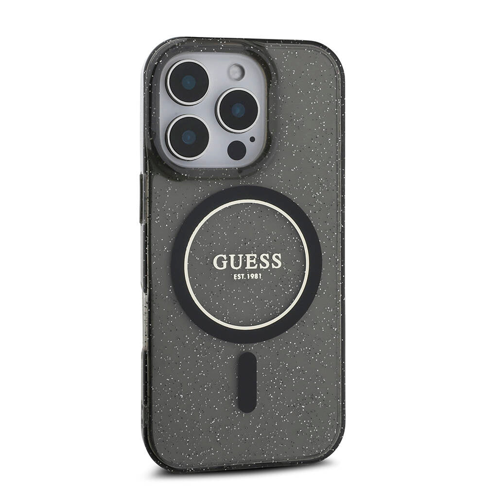 Guess iPhone 16 Pro Orjinal Lisanslı Magsafe Şarj Özellikli Simli Silikon İnci Bileklikli Telefon Kılıfı