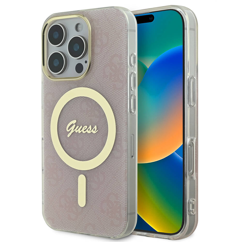 Guess iPhone 16 Pro Orjinal Lisanslı Magsafe Şarj Özellikli Yazı Logolu 4G Desenli Telefon Kılıfı - 1