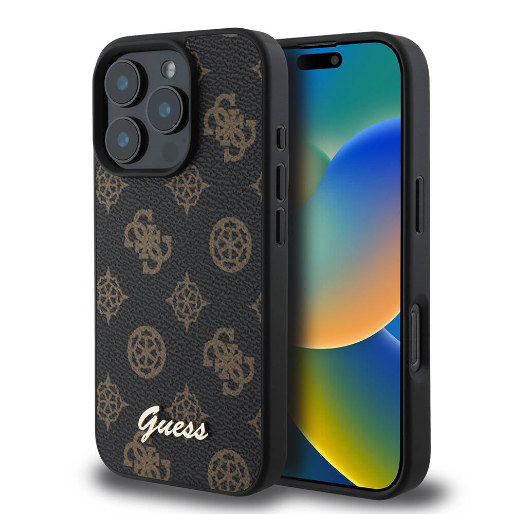 Guess iPhone 16 Pro Orjinal Lisanslı M-safe Şarj Özellikli Yazı Logolu Peony Kılıf