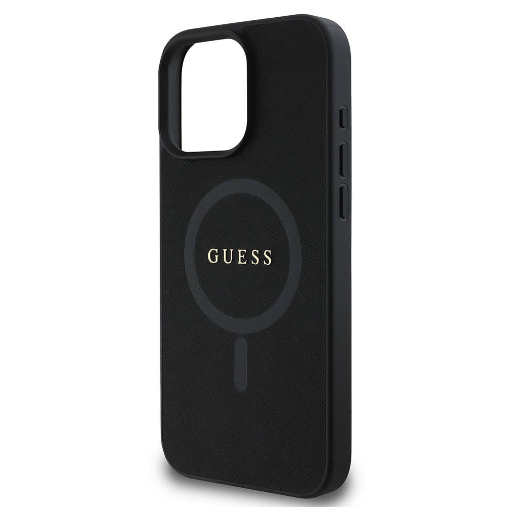 Guess iPhone 16 Pro Orjinal Lisanslı Magsafe Şarj Özellikli Yazı Logolu Saffiano Classic Telefon Kılıfı