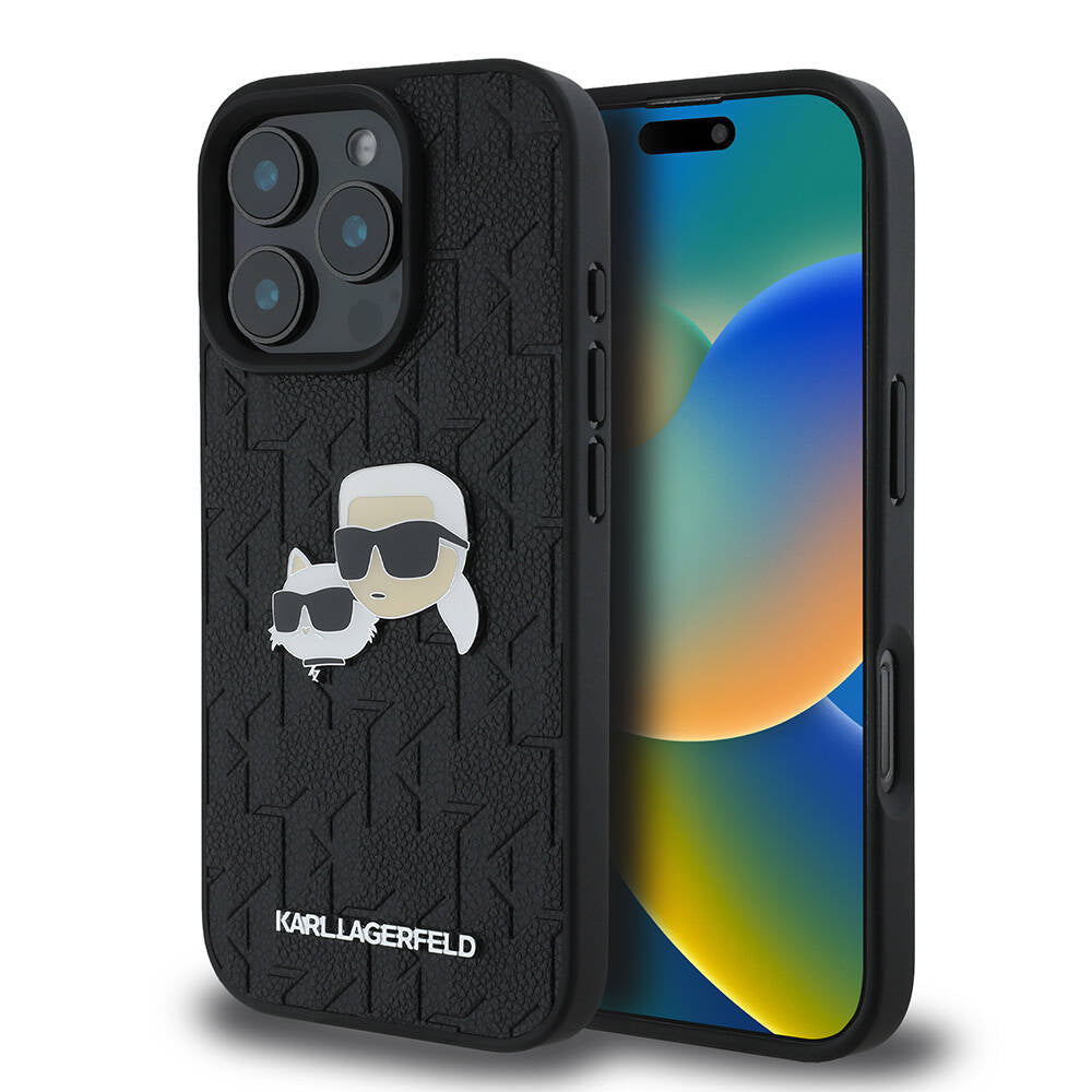 Karl Lagerfeld iPhone 16 Pro Orjinal Lisanslı K&C Heads Monogram Pin Telefon Kılıfı - 1