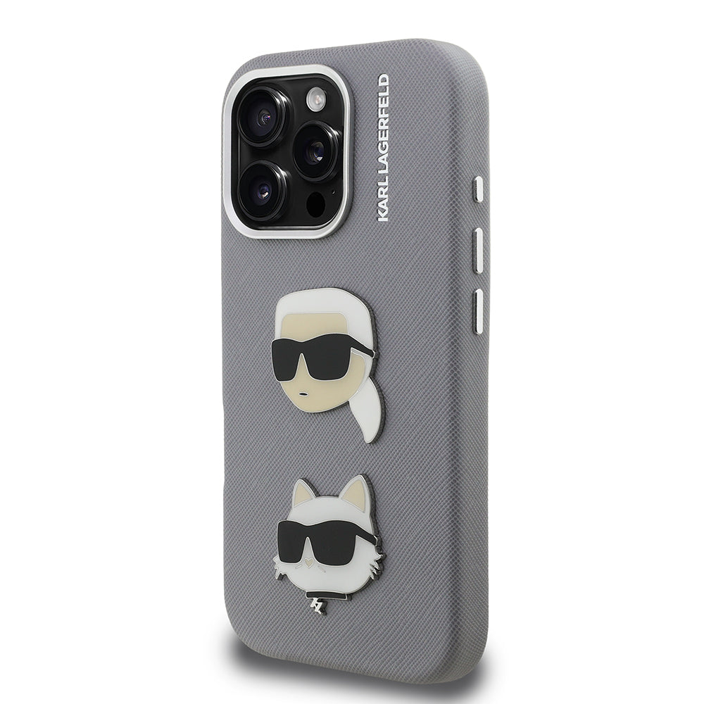 Karl Lagerfeld iPhone 16 Pro Orjinal Lisanslı K&C Heads Pin Telefon Kılıfı