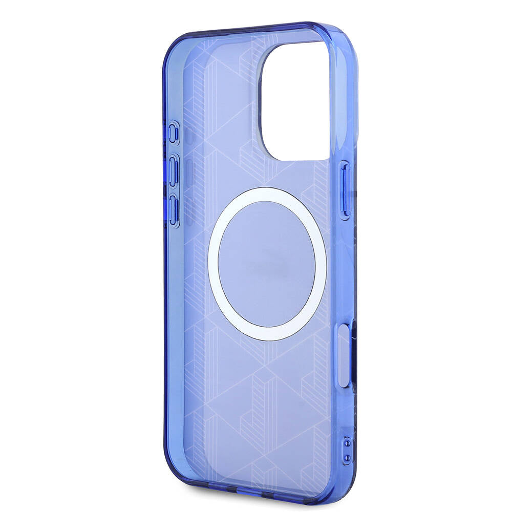 Lacoste iPhone 16 Pro Orjinal Lisanslı M-safe Şarj Özellikli IML Baskılı Gümüş Timsah Logolu Monogram Kılıf
