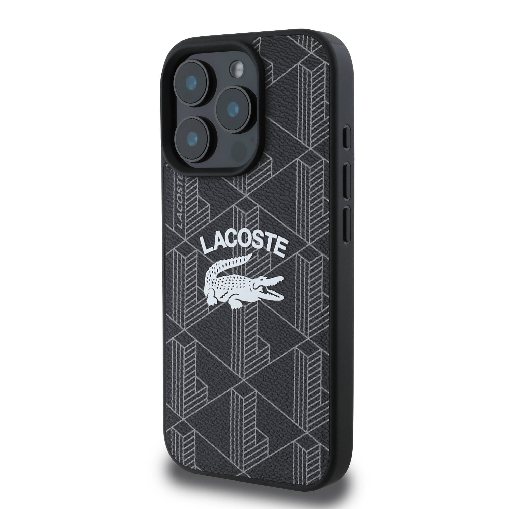 Lacoste iPhone 16 Pro Orjinal Lisanslı Magsafe Şarj Özellikli Mono Vintage Logo Telefon Kılıfı