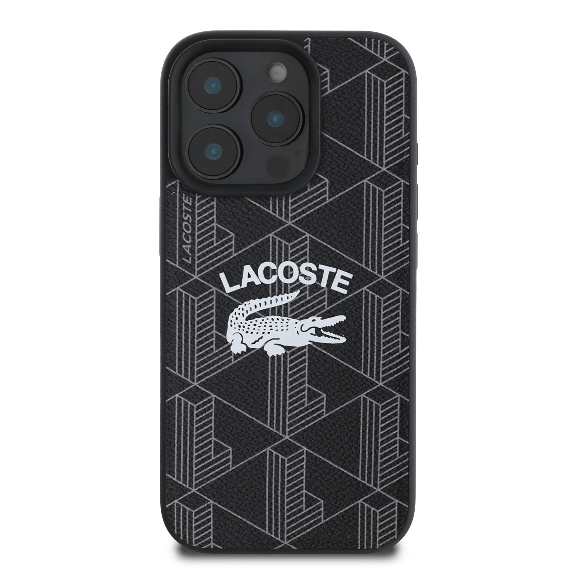 Lacoste iPhone 16 Pro Orjinal Lisanslı Magsafe Şarj Özellikli Mono Vintage Logo Telefon Kılıfı
