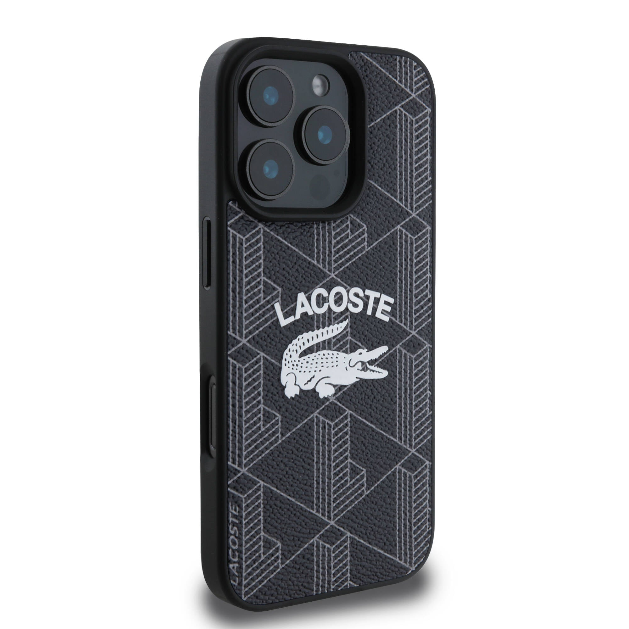Lacoste iPhone 16 Pro Orjinal Lisanslı Magsafe Şarj Özellikli Mono Vintage Logo Telefon Kılıfı
