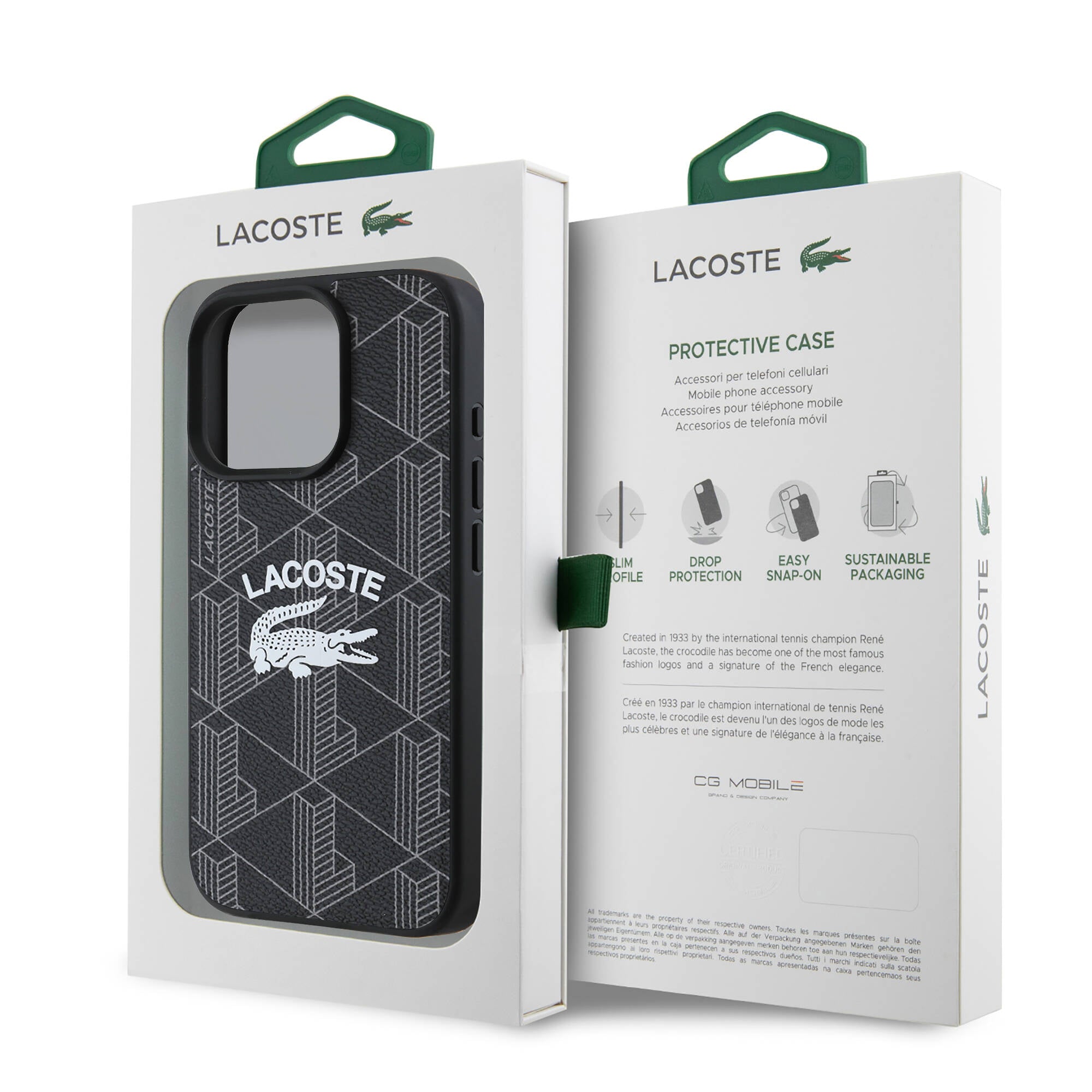 Lacoste iPhone 16 Pro Orjinal Lisanslı Magsafe Şarj Özellikli Mono Vintage Logo Telefon Kılıfı