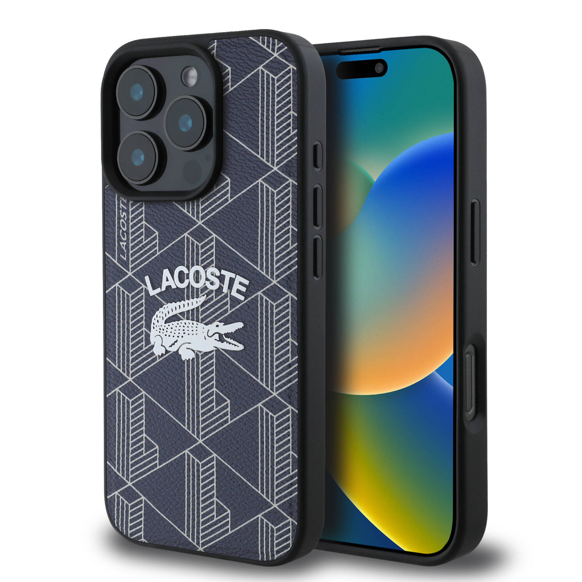 Lacoste iPhone 16 Pro Orjinal Lisanslı Magsafe Şarj Özellikli Mono Vintage Logo Telefon Kılıfı - 1