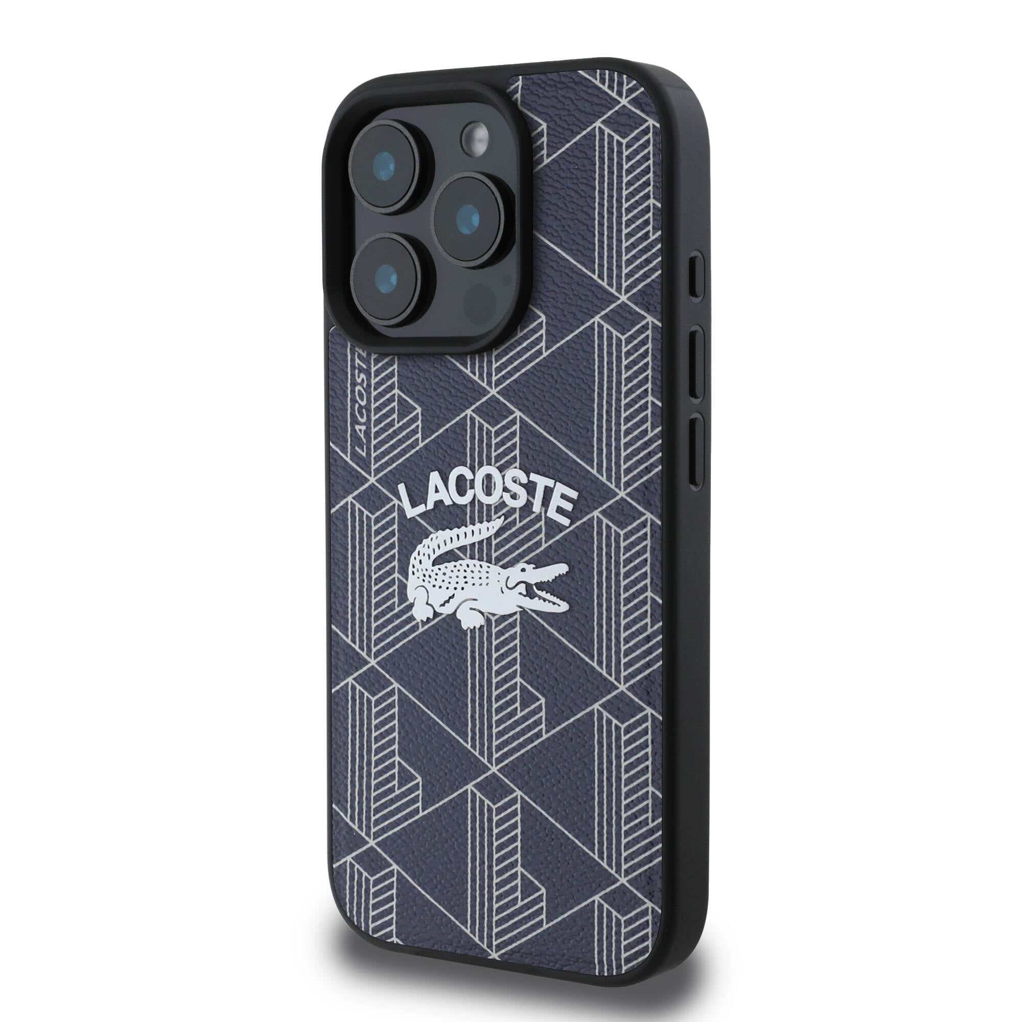 Lacoste iPhone 16 Pro Orjinal Lisanslı Magsafe Şarj Özellikli Mono Vintage Logo Telefon Kılıfı