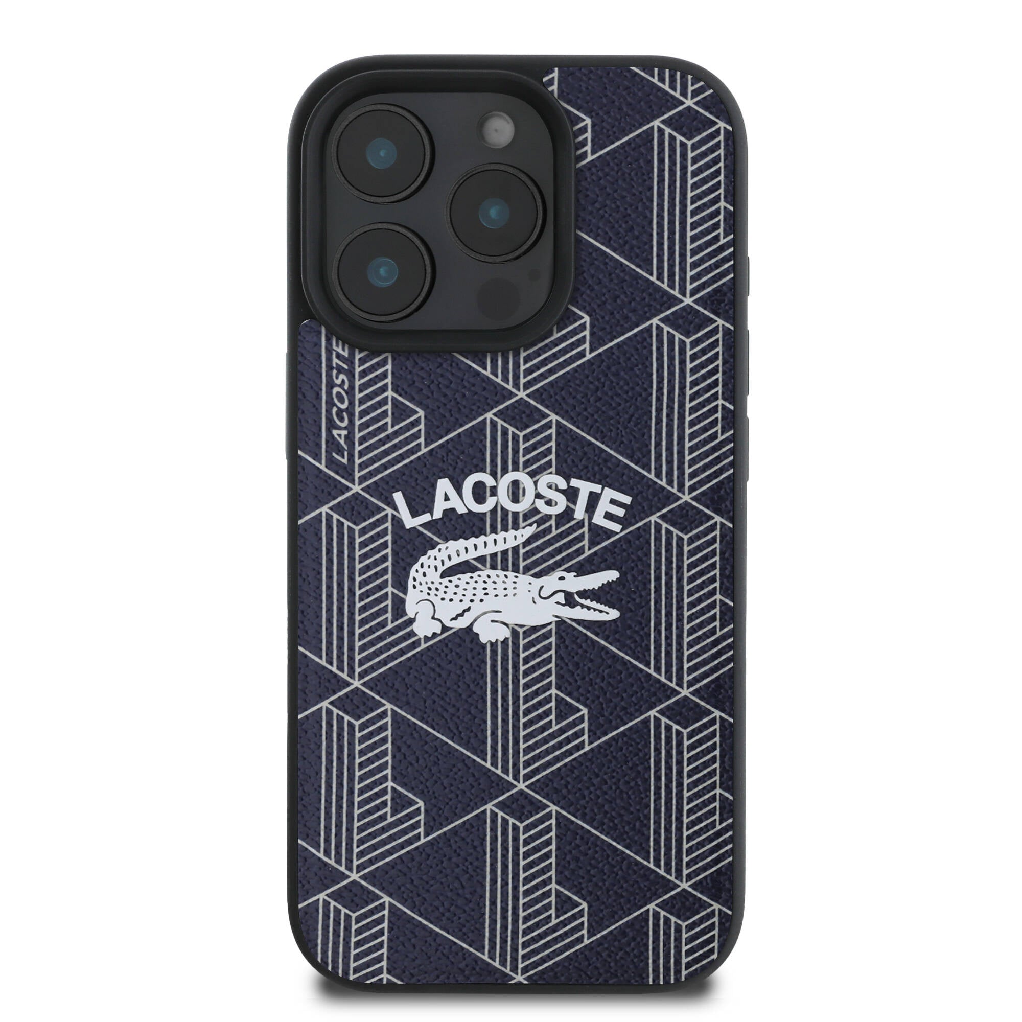 Lacoste iPhone 16 Pro Orjinal Lisanslı Magsafe Şarj Özellikli Mono Vintage Logo Telefon Kılıfı