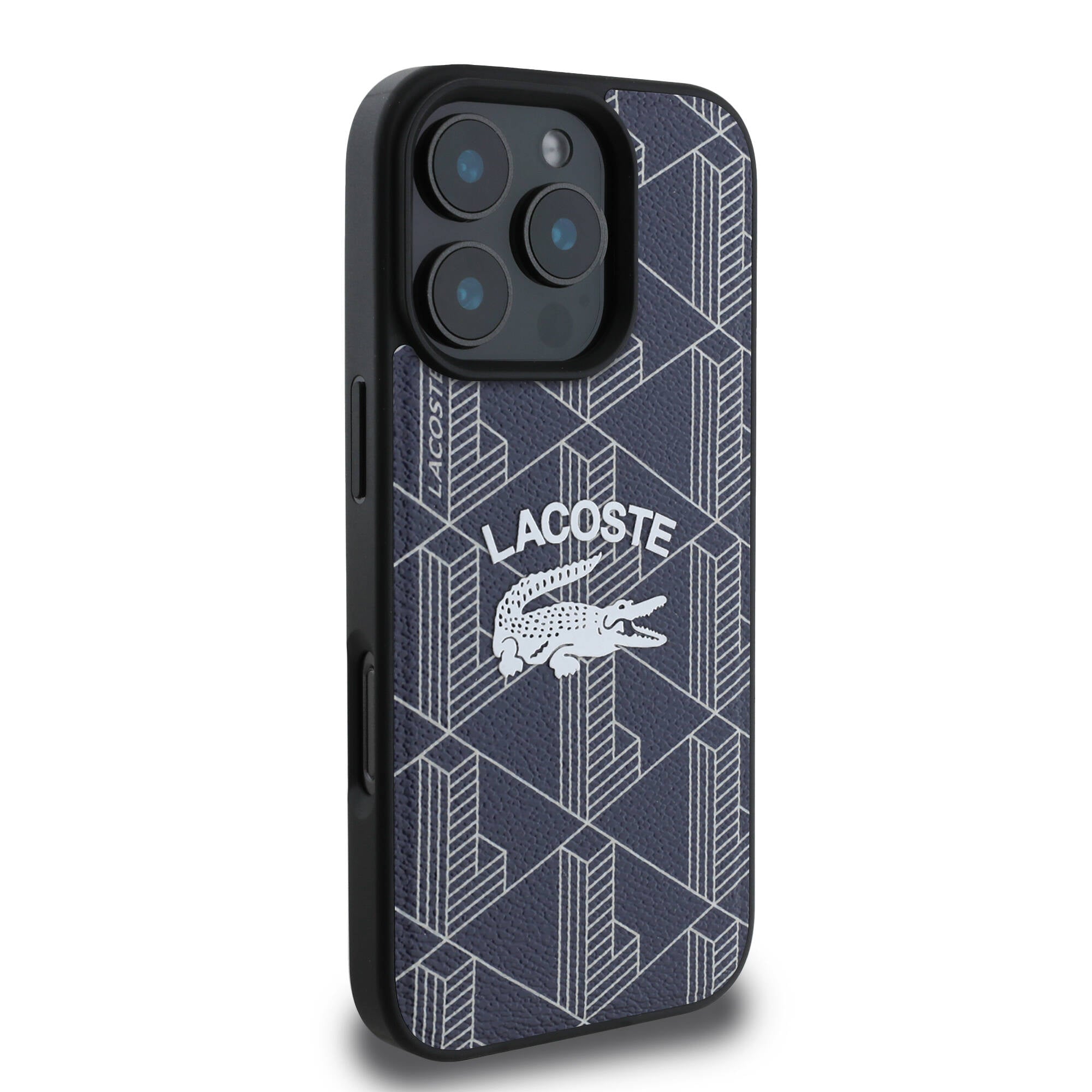 Lacoste iPhone 16 Pro Orjinal Lisanslı Magsafe Şarj Özellikli Mono Vintage Logo Telefon Kılıfı