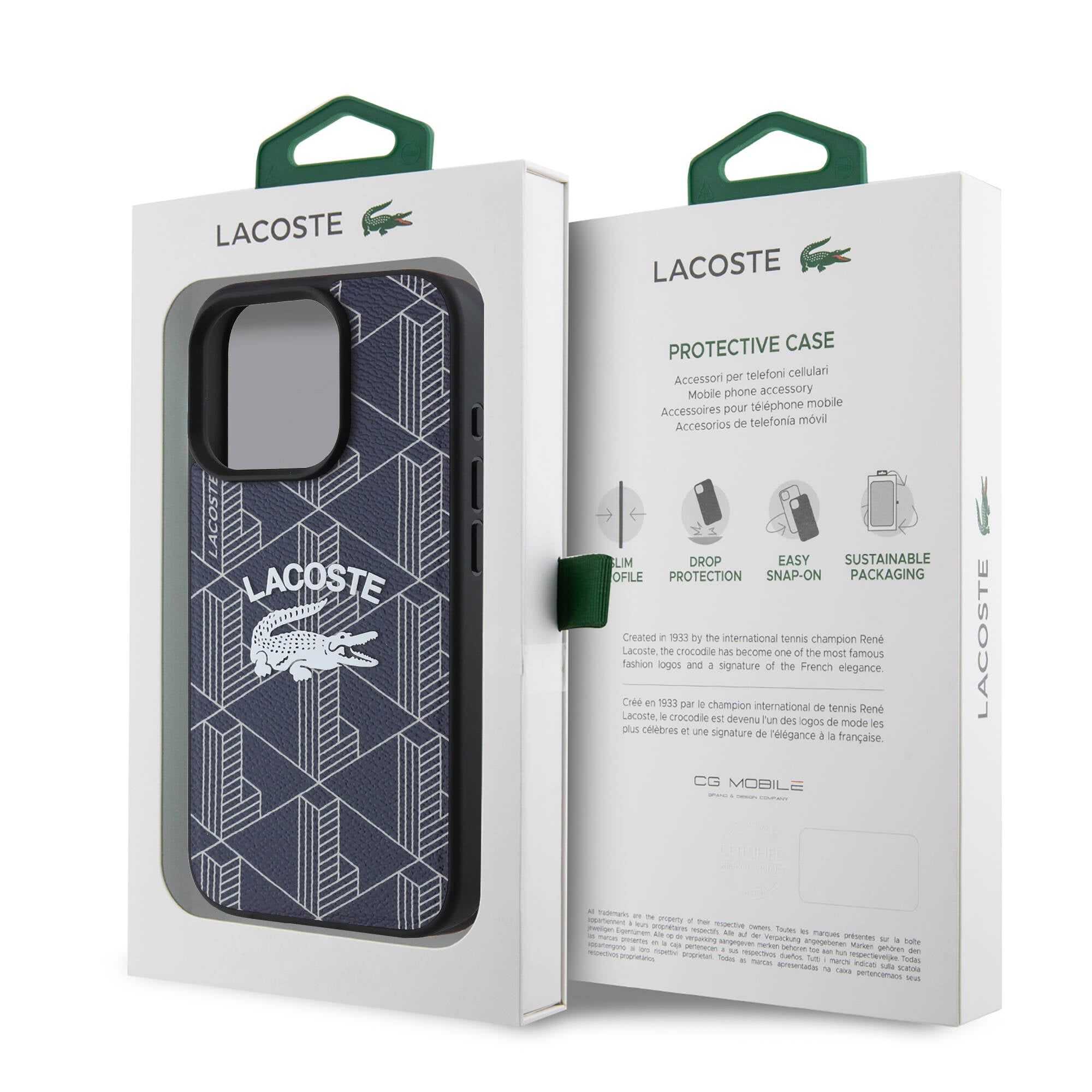 Lacoste iPhone 16 Pro Orjinal Lisanslı Magsafe Şarj Özellikli Mono Vintage Logo Telefon Kılıfı
