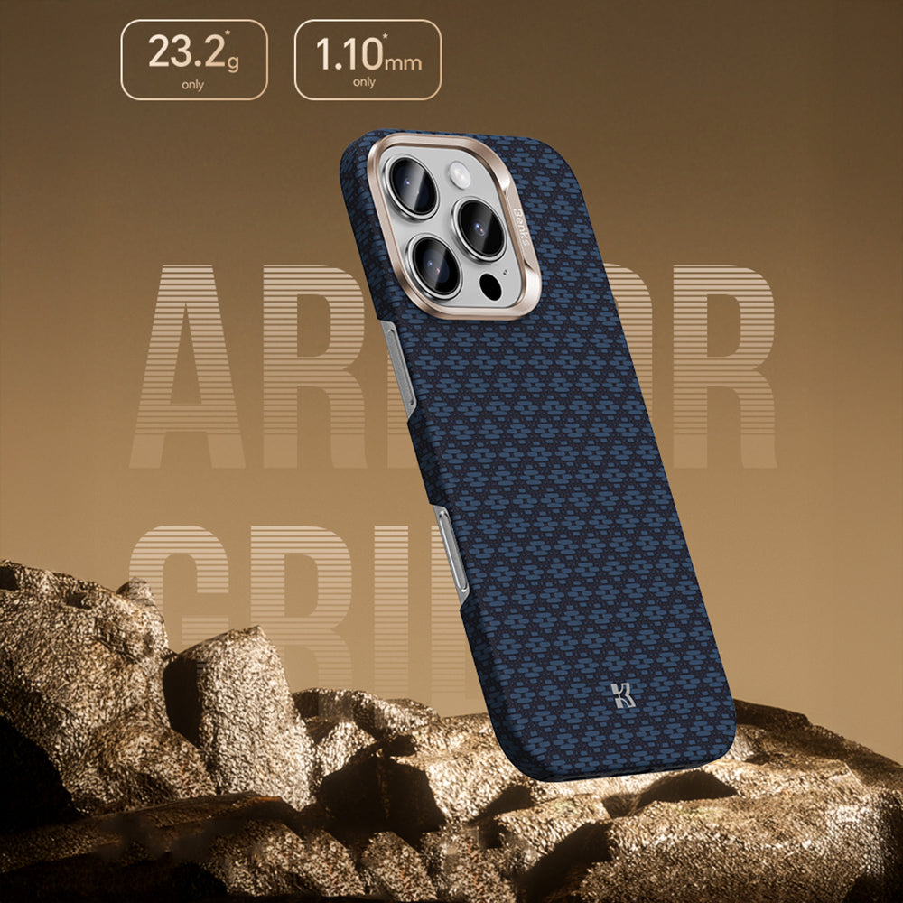 Benks ArmorAir ArmorGrid Serisi iPhone 16 Pro M-Safe Şarj Özellikli Kevlar Telefon Kılıfı