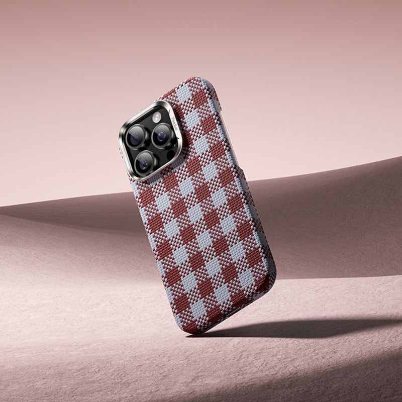 Benks ArmorVichy iPhone 16 Pro Magsafe Ekose Tasarımlı Kevlar Kılıf