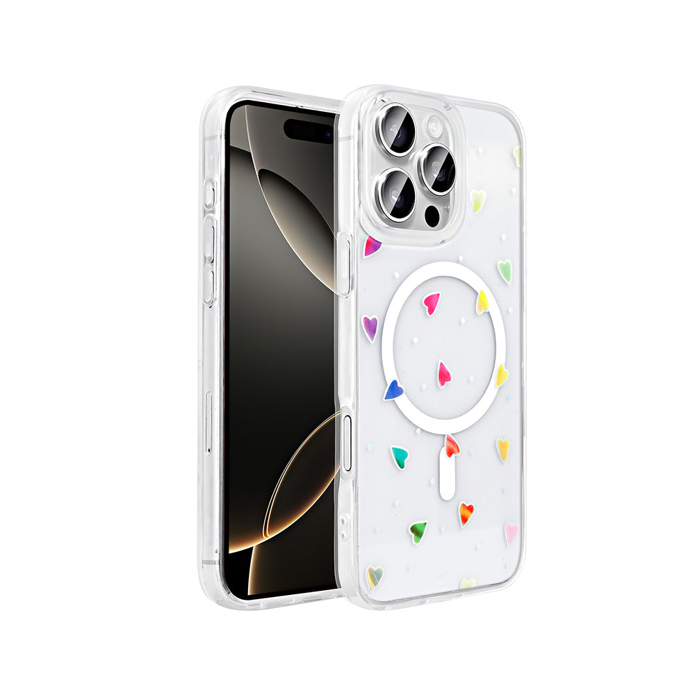 Cepax iPhone 16 Pro M-Safe Şarj Özellikli Şeffaf Folk Sert Kılıf