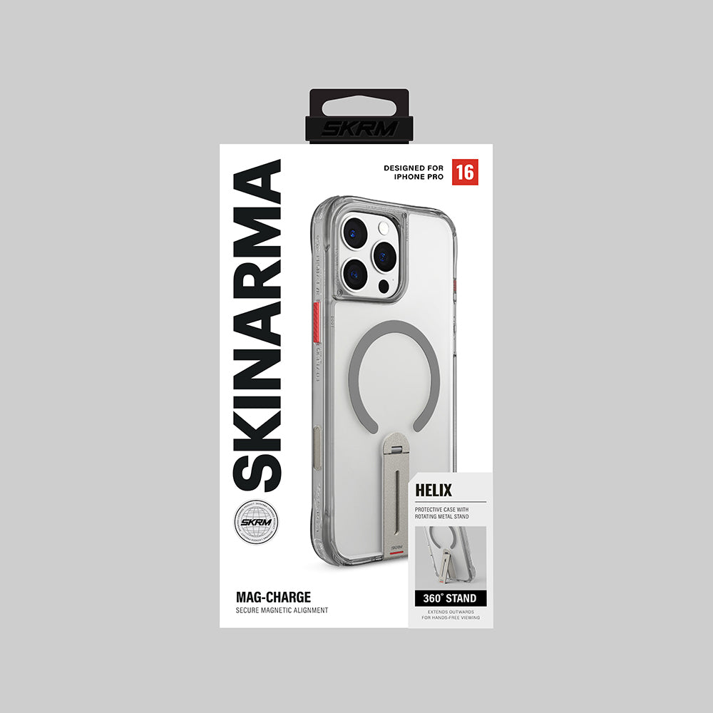 Skinarma Helix iPhone 16 Pro Magsafe Şarj Özellikli 360 Derece Dönebilen Standlı Kılıf