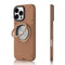 Youngkit Tech Leather Serisi iPhone 16 Pro Magsafe Şarj Özellikli 360° Standlı Basit Mat Deri Desenli Telefon Kılıfı
