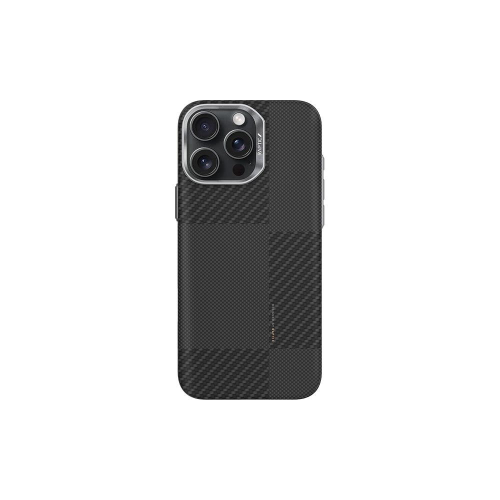 Raptic Aramid Fiber Croxx Mondrian Serisi iPhone 16 Pro M-safe Şarj Özellikli 600D Metal Kamera Çerçeveli Kılıf