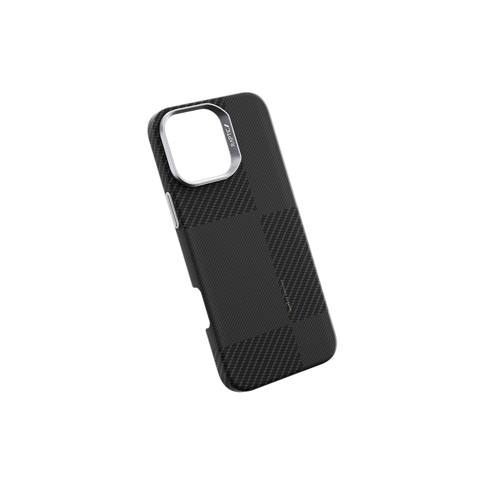 Raptic Aramid Fiber Croxx Mondrian Serisi iPhone 16 Pro M-safe Şarj Özellikli 600D Metal Kamera Çerçeveli Kılıf