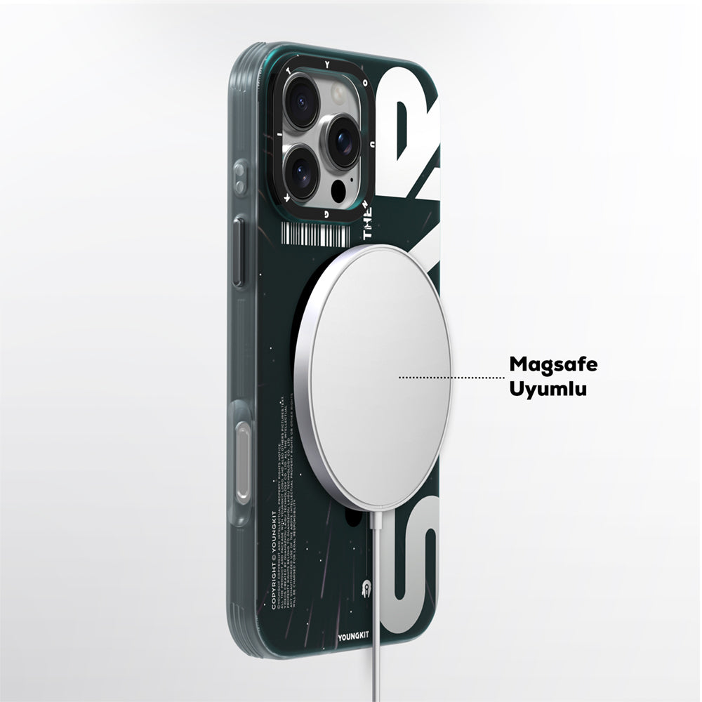 Youngkit Interstellar Serisi iPhone 16 Pro M-safe Şarj Özellikli Airbagli Hologram Tasarımlı Kılıf