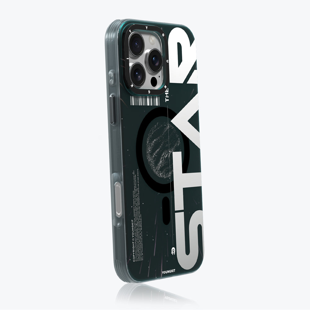 Youngkit Interstellar Serisi iPhone 16 Pro M-safe Şarj Özellikli Airbagli Hologram Tasarımlı Kılıf